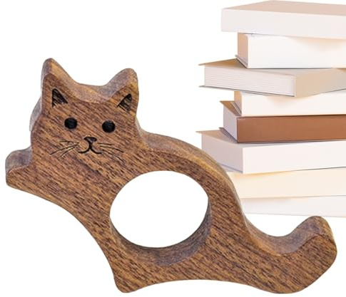 Tumbok sidhållare, förtjusande kattdesign, 7,5 x 4,5 x 1,2 cm, kattboks sidhållare, studieverktygsläsning, kompakt och bärbar, för läsning, tidskrifter, bibliotek