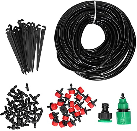 Irrigatore Automatico per Vasi Kit di Irrigazione Automatica a Goccia, Tubo 4/7 20M, PVC - Regolabile e Facile da Installare, Ideale per Piante in Vaso e Orto