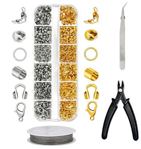 EUREKORA 1200 Stück Schmuckherstellung Kit Schmuck Selber Machen Set Armband Ketten Verschlüsse Set Kettenverschluss für DIY Ohrringe Halsketten und Armbänder