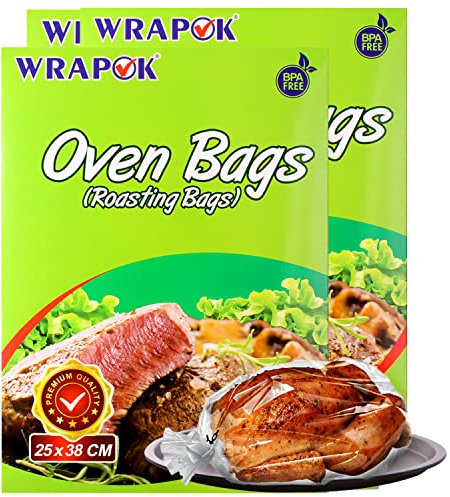 WRAPOK Bratbeutel Kochen Ofen Taschen Kleine - 16 Stück (43 x 55 cm) Für Mikrowellen die Türkei Huhn Fleisch Geflügel Fisch Meeresfrüchte Gemüse