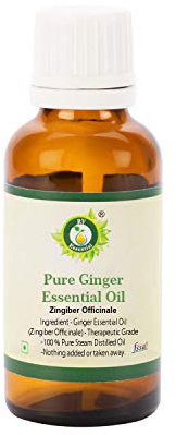 R V Essential Reines Ginger Ätherische Öl 10ml (0.338 Unzen) - Zingiber Officinale (100% reiner und natürlicher Dampf destilliert) Pure Ginger Essential Oil