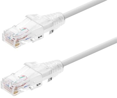 Monoprice Cat6 Ethernet Patch Cable - Snagless, Stranded, 550MHz, UTP, CMR Rated, 28AWG, 30 Feet, White - SlimRun Series