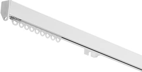 Binario per Tende arricciate - Installazione a soffitto e parete - Movimento tenda manuale (NO corda) - in alluminio, completo per l'installazione (BIANCO 140 CM)