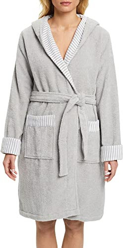 ESPRIT Frottée-Bademantel mit gestreiftem Innenfutter