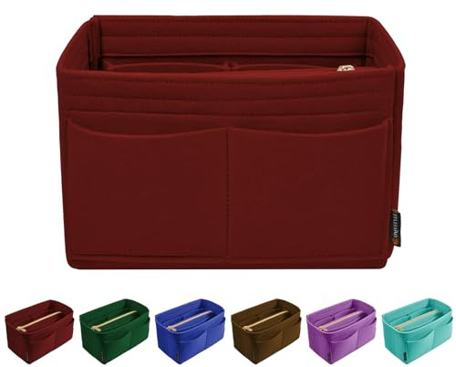 OMYSTYLE Purse Organizer Insert for Handbags, Felt Bag Organizer for Tote & Purse, Tote Bag Organizer Insert with 5 Sizes, Compatible with Neverful Speedy and More, Handbag Storage, Dark Red, XL