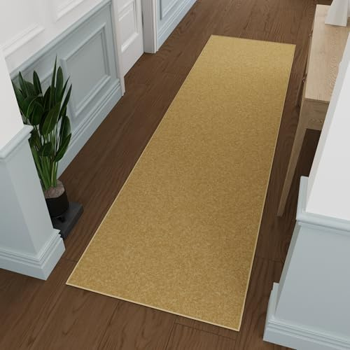 Ottomanson Ottohome-Kollektion Teppichläufer mit Gummirückseite und einfarbigem Design, 80 cm x 300 cm, Beige