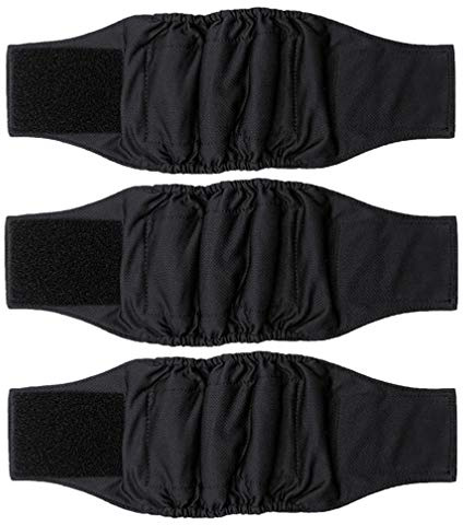 Amaliy Blöjor för manliga hundar (3-pack) – tvättbara hundblöjor, hundmagband (S(midja: 32–42 cm))