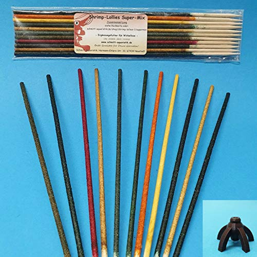 Schmitt Aquaristik Shrimp-Lollies Super-Mix (11x1 Lollie = 11 Stück) + Halter (Farbe wählbar!) (braun)