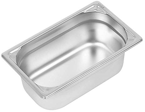 VOGUE DW447 304 - Padella in acciaio INOX resistente, 1/4, capacità 2,5 l, 100 x 162 x 265 mm, colore: Argento