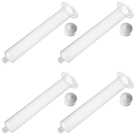 Utoolmart Tubo di distribuzione dell'aria, manicotto del tubo per siringhe adesive, per erogazione di cartucce di colla liquida, 55 cc, con pistone, trasparente, 4 pezzi