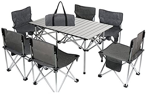 Campingtische StüHle 7-teiliges Outdoor-Klapptisch-Set, Ultraleichter Und Langlebiger Terrassentisch Aus Aluminium, Multifunktionaler Camping-Picknicktisch 95x57x50cm
