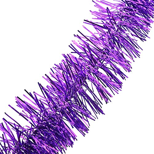 Egurs Weihnachten Lametta Girlanden 5 Stück 2m Glänzend Weihnachtsbaum Schmuck Hängende Dekoration für Weihnachtsbaum Kranz Hochzeit Party Lieferungen Lila Lila