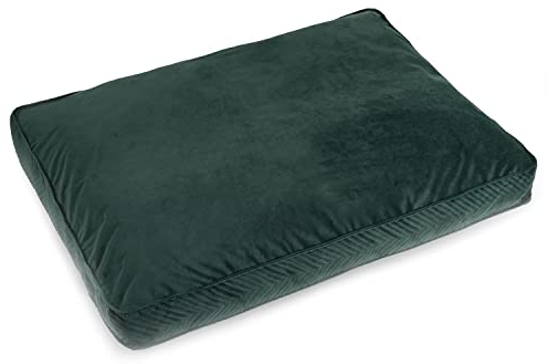 BOUTIQUE ZOO Exclusiv Hundebett | Hundekissen mit Memory Schaum | Hundematte für mitllere Hunde | Waschbar Hundeliege | Wildlederimitat | Große M: 50 x 65 cm | Farbe: Grün Velvet