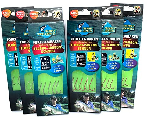 30x Forellenhaken Set mit Fluorocarbon-Vorfach Forelle Vorfachhaken Angelhaken(Set 30 StÌck)