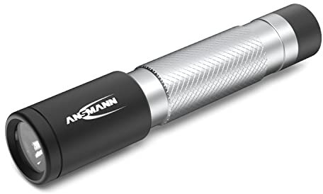 ANSMANN Daily USE LED Torch 50B Including Micro AAA Battery - LED Torch Ideal for Use in The Home Garden Car Workshop or Camping - Handy & Robust 55 Lumen – 1600-0426, Silver