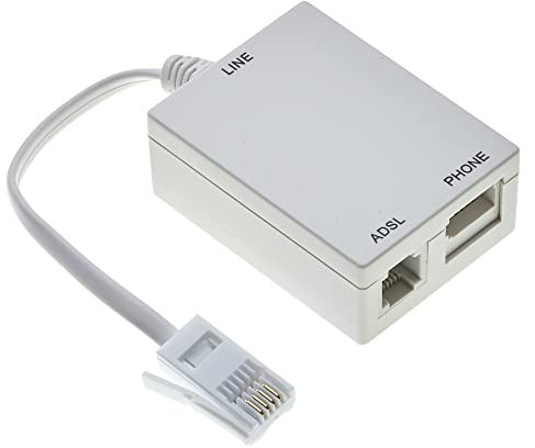 Keple Tailed ADSL2+ Microfilter Filter And Splitter - With RJ11, Inline DSL Filter For Removing Noise From Telephone Or Fax Machine, BT Plug, BT Socket, ADSL Socket