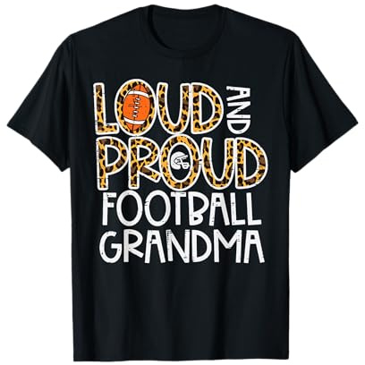 Leopard Loud & Proud American Football Grandma Family Nana T-Shirt