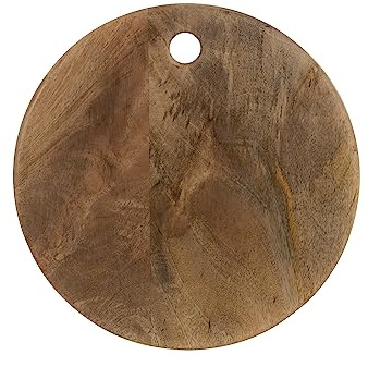 J-Line Planche à découper - 30 cm, Planche à découper en bois de manguier utilisable comme planche à pizza ou fromage, Plateau apéritif en bois naturel de luxe