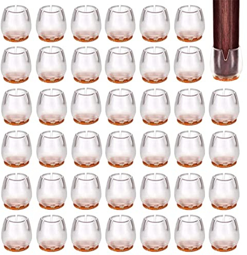 48 Pezzi Tappi Sedie Silicone 12-17 mm Feltrini Rotondi per Sedie Arredamento Copri Piedi Cancellazione del Rumore e Antiscivolo Antigraffio