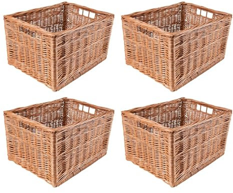 Creative Home Große Weidenkorb Aufbewahrungskorb | 40 x 30 x 24 cm (+/- 2 cm) | Handgeflochten, Haltbar | Korb Geflochten Naturkorb mit Griffen Aufbewahrung | Für Regal, Spielzeug, Werkzeuge, Bad korb