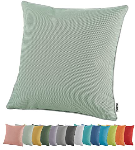 heimtexland Outdoor Dekokissen Lotus Effekt Gartenkissen Typ551 Mint | Lounge Outdoorkissen 45x45 wetterfest schmutz- und wasserabweisend Garten Kissen waschbar inkl. bequemer Füllung