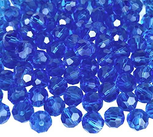 Jmassyang 50 Pieces 10mm Faceted Round Crystal Glass Beads Spacer Beads for Jewelry Making, Bracelets Necklaces Earrings Wind Chimes Suncatchers (Blue)