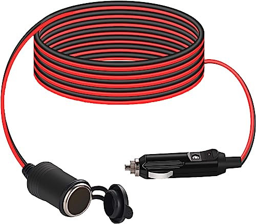 Thlevel Cable de Extensión Conector para Encendedor de Cigarrillos de Coche 12V 24V 10A para Auto 20AWG Encendedor Enchufe Cable Alargador 2 Metros
