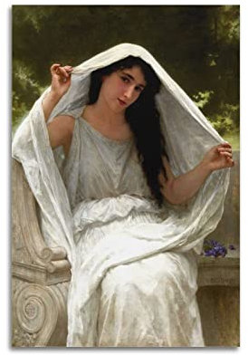 OdDdot William Adolphe Bouguereau Œuvre d'art de peintre – (The Veil Le Voile, 1898) Impression sur toile Décoration murale Chambre Moderne Impression sur toile 60 x 90 cm
