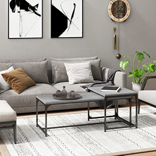 BUKSCYJS Tisch Wohnzimmer,Truhentisch Couchtischcouchtische 2 STK. Grau Sonoma Holzwerkstoffgeeignet FüR Wohnzimmer, Neben Dem Sofa, Arbeitszimmer, Konferenzraum