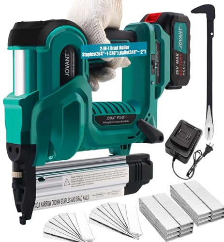 Brad Nailer, Electric Nail Gun with 800pcs 18 GA Nails/Staples, 2 in 1 Nail Gun Battery Powered with 20V 1 * 4.0A Battery for Home Improvement & Woodworking