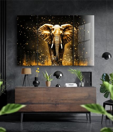 Manschin-Laserdesign Premium Wandbild aus Acrylglas Elefant - KEIN Leinwandbild - modern Wandbilder XXL Wanddekoration Design Wand Bild Abstrakt (120 x 80 cm (3-teilig))