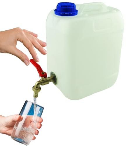 Wasserkanister 5l aus Kunststoff, Wasserbehälter mit Hahn, Trinkwasserkanister Kanister Behälter Wassertank, Kunststoffkanister, für Haus-, Garten-, Auto- und Camping usw, dichten Verschluss