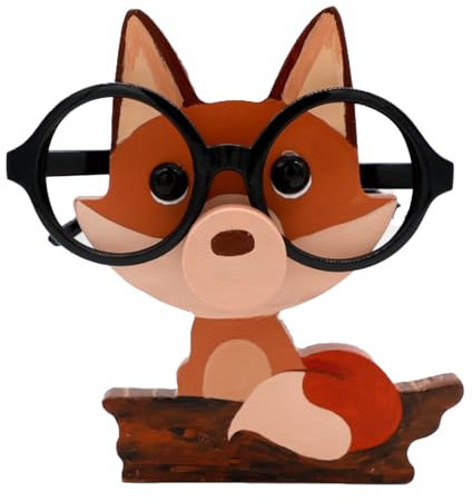 Niedlicher Tier-Brillenhalter aus Holz, Handgefertigter Brillenhalter-Ausstellungsständer, Kreativer Sonnenbrillen-Ausstellungsständer für Nachttisch, Zuhause, Büro, Schreibtisch, Geschenk(Fuchs)