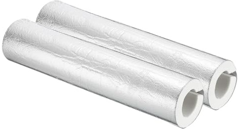 PATIKIL 2-1/16(52mm) ID 3-5/8(92mm) OD Pipe Insulation Foam Tube, 2Pcs 1.3Ft Self Adhesive Pre Slit Pipe Insulation Tube Cover Wrapping with Aluminum Foil for Winter Irrigation, White