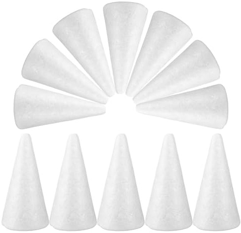 Happyyami Weiße Feste Zapfen 12 Stück Schaumstoffkegel Zum Basteln 11CM Handgefertigte Zwergenkegel Diy- Für Weihnachtsbaumgesteck Weihnachtsdekoration