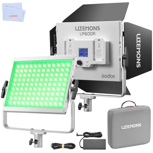 Godox Litemons LP600R RGB LED Light Panel with App Control, 60W Studio Photo Lighting with Privacy Screens, 1800K - 10000K, 14 FX Modes, 360° Rotatable, CRI 96+ TLCI 96+ (LP600R)