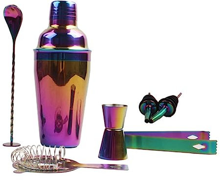 Amosfun 8 Pièces 1 Ensemble Agitateur en Acier Inoxydable Kit Ouvre-Bouteille Passoire pour Shaker Cuillère Mélangeur De Bar Shaker à Liqueur Shaker à Martini Trousse De Brillant à Lèvres