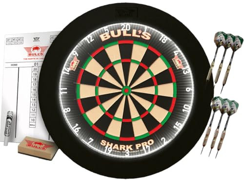 Bull's Domus Professional Set | Komplettes Dart-Set mit Shark Pro Dartboard, Beleuchtung & Zubehör
