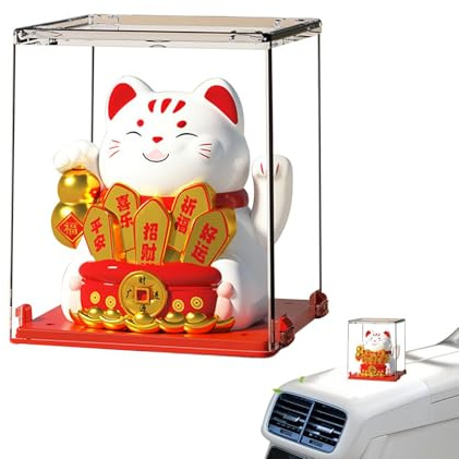 Voiture solaire Maneki Neko | Décorations festives exquises de chat porte-bonheur chinois, statue de chat porte-bonheur solaire, bonne chances, statue de voiture de chat porte-bonheur accueillant les