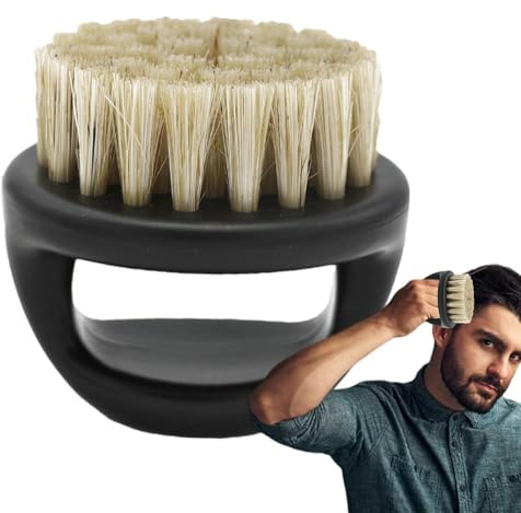Beard Man Brush - Spazzola con setole di cinghiale, portatile, per lo styling dei del viso, con manico, per viaggi e barbieri, applicazione di olio e balsamo, per la casa, (6 cm)