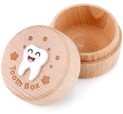 COYUN Caja de Dientes, Caja para Dientes de Leche, Caja de Madera para Guardar Dientes, Guardadientes, Caja de dientes infantil, Estuche para dientes, Madera
