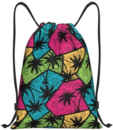 Rucksack Mit Kordelzug Bunte Kokosnusspalme Turnbeutel Kinder Rucksack Für Damen & Herren Unisex Gymnastikbeutel, Für Schwimmen, Strand, Reisen, 36x42cm