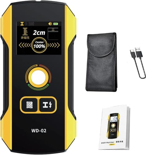 WD-02 Scanner Mural, Écran Couleur Haute Définition Haute Sensibilité Profondeur De Détection 120 Millimètres Détecte Les Métaux Les Câbles Et Les Piquets En Bois Scanner Mural Détecteur De Métaux
