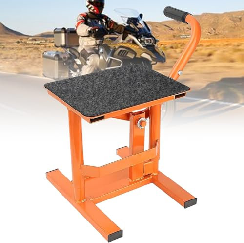 Sollevatore Per Moto, Cric In Acciaio a Ponte Largo Con Manovella Regolabile, Capacità Di Peso Di 330 Libbre, Intervallo Di Altezza Di 27-40 Cm, Piattaforma In Gomma Antiscivolo Per Riparazioni E Puli