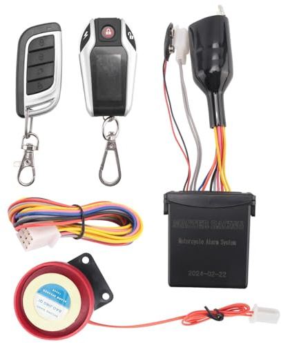 Booso Alarma LCD para Motocicleta, System de Seguridad con Bloqueo/Desbloqueo AutomáTico, Dos Alarmas Antirrobo, Arranque del Motor Sin Llave, Sin Monitor