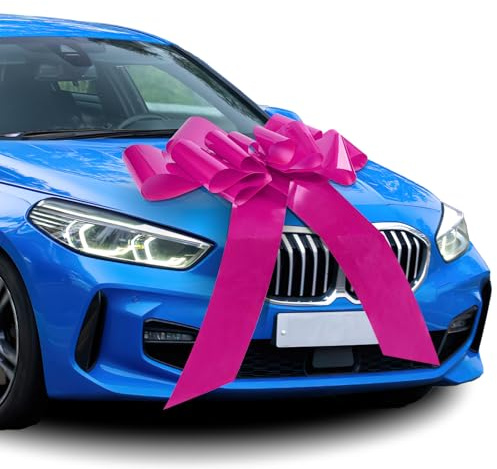Moosono Große Rote Schleife für Auto, Geschenkschleife Große, Riesige Autoschleife, Car Bow für Fahrrad und Schleife mit Saugnapf (Rosa 23 Zoll)