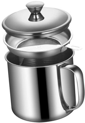 Gatuida Contenitore Filtrante Per Olio in Acciaio Resistente Con Manico Ergonomico Per Cucine Domestiche e Professionali Separatore Grasso Pratico e Durevole Per Olio Da Frittura e Cucina
