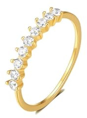Wycian Damenring Ring Damen Gold 9K Gelbgold Au375 Runde Form Moissanit Größe 62 (19.7) Vorsteckring für Frau Beliebt Schmuck Geschenk