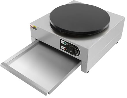 KANBCNG 3KW Elektrischer Crepe Maker 40cm Crêpes-Pfanne 300℃ Antihaftbeschichtete Crepe Maschine für Gastronomie Rostfreier Stahl Pfannkuchenmachermaschine Crepes Platte mit Hölzerne Spachtel
