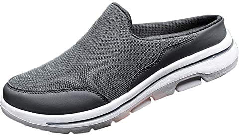 Herrar ortopediska skor, tofflor dam luftkudde slip-on träskor unisex pantoletter diabetiker fritid nät promenadskor andas sandaler mjuk sula sportskor vinter promenadskor 1, Mörkgrå, 43 EU